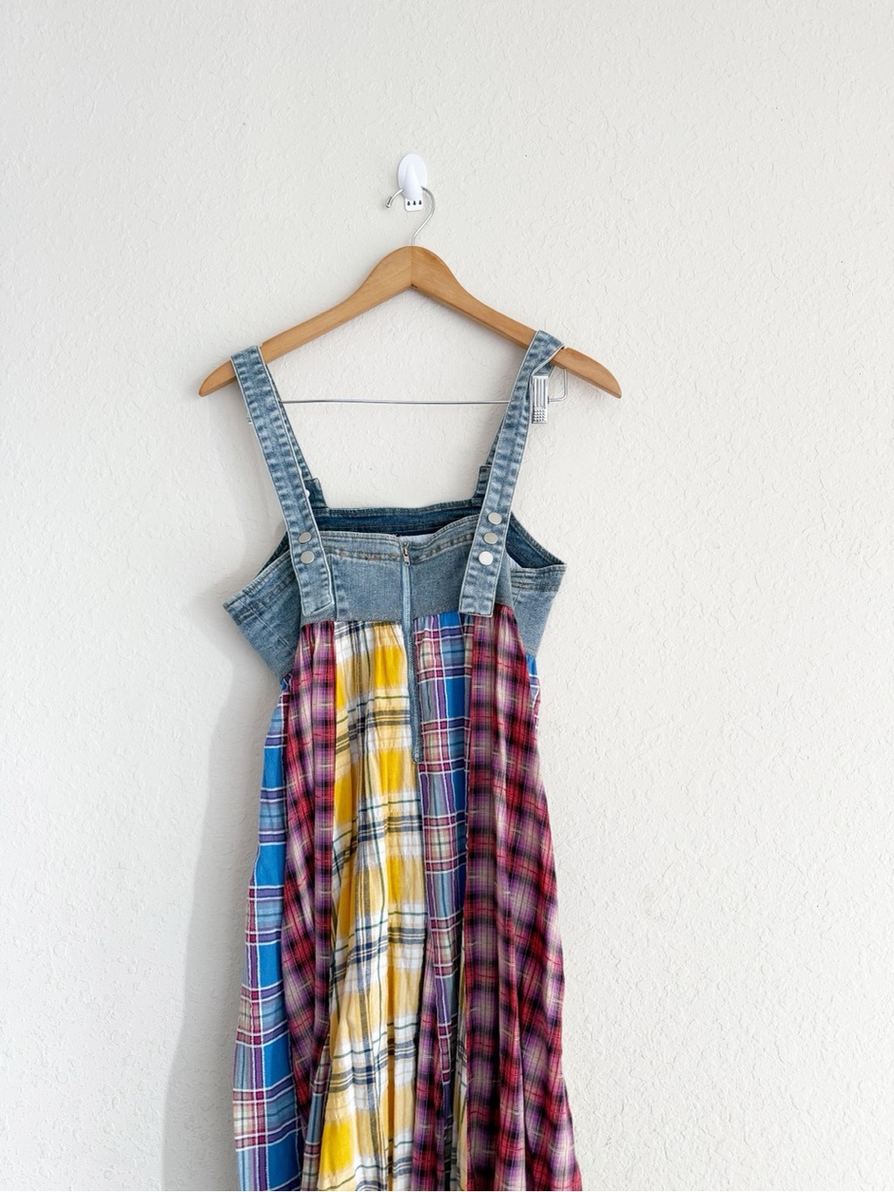 Dressed In Lala Mixed Media Plaid Denim Sundress Size Small - Picture 6 of 7